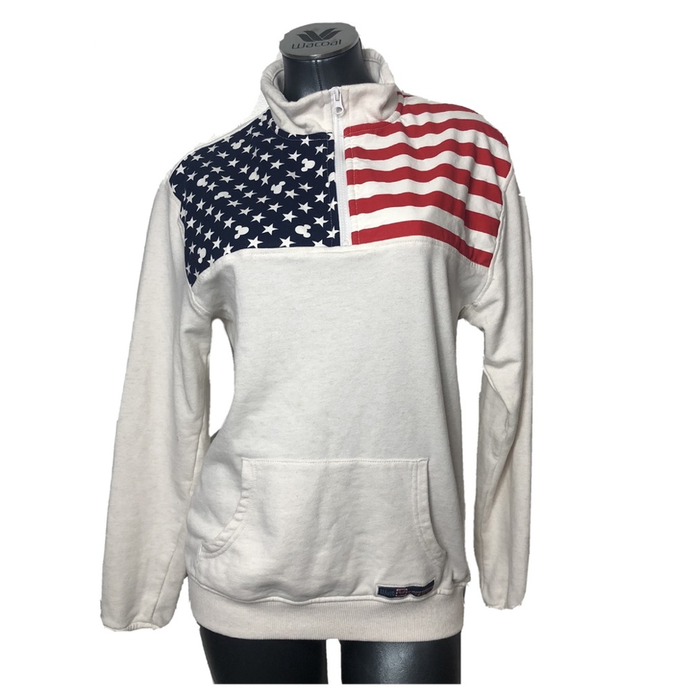 Disney Cowl Neck Sweater in Off-White with Patriotic Design